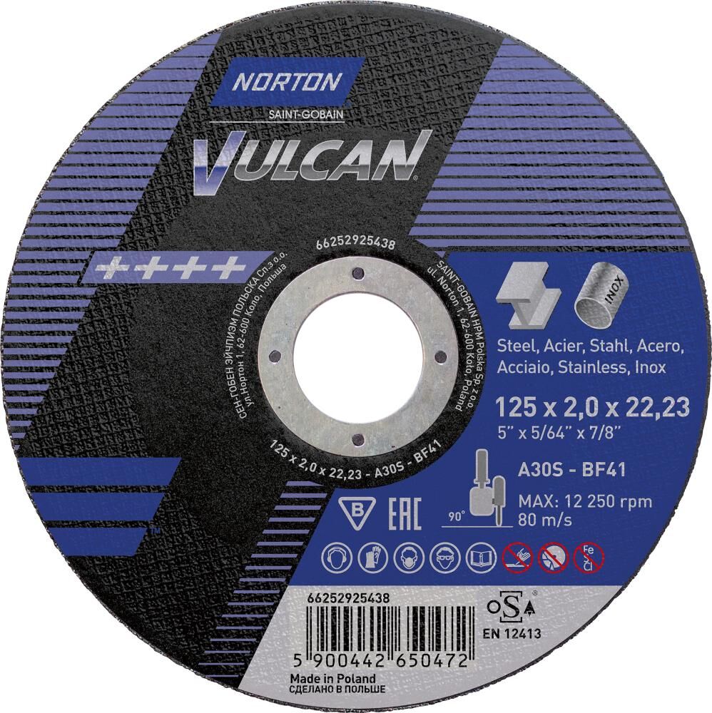 Norton Clipper Trennscheibe Vulcan gerade 125x2,0 mm Produktbild Norton Clipper Trennscheibe Vulcan gerade 125x2,0 mm