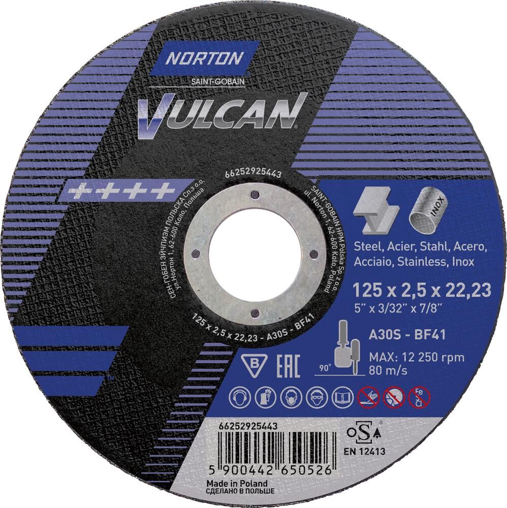 Norton Clipper Trennscheibe Vulcan gerade 125x2,5 mm Produktbild Norton Clipper Trennscheibe Vulcan gerade 125x2,5 mm