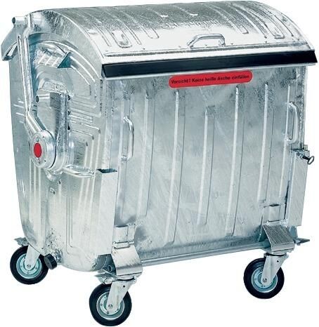 OPV Müllcontainer Stahlblech verzinkt 1100 Liter mit Runddeckel Produktbild OPV Müllcontainer Stahlblech verzinkt 1100 Liter mit Runddeckel