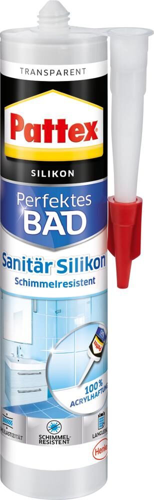 Pattex Premium Silikon für Dusche und Bad 300ml transparent Produktbild Pattex Premium Silikon für Dusche und Bad 300ml transparent