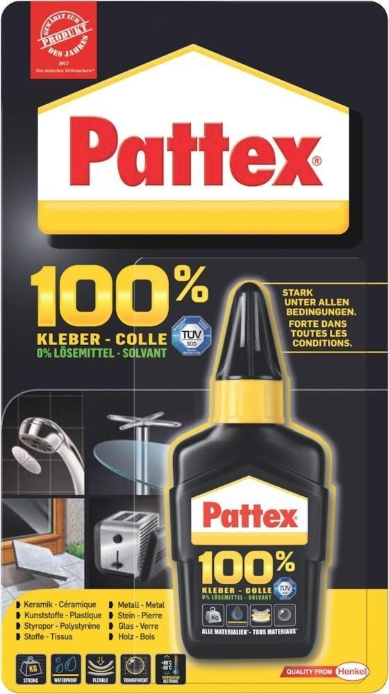 Pattex Alleskleber Pattex 100% Kleber Flasche mit 50 Gramm Produktbild Pattex Alleskleber Pattex 100% Kleber Flasche mit 50 Gramm