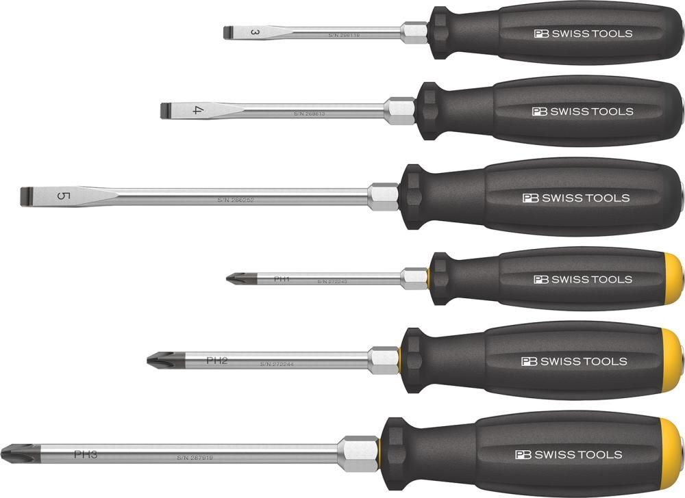 PB Swiss Tools Schraubendreher Satz 6 teilig Schlitz PH Schlagkappe Produktbild PB Swiss Tools Schraubendreher Satz 6 teilig Schlitz PH Schlagkappe
