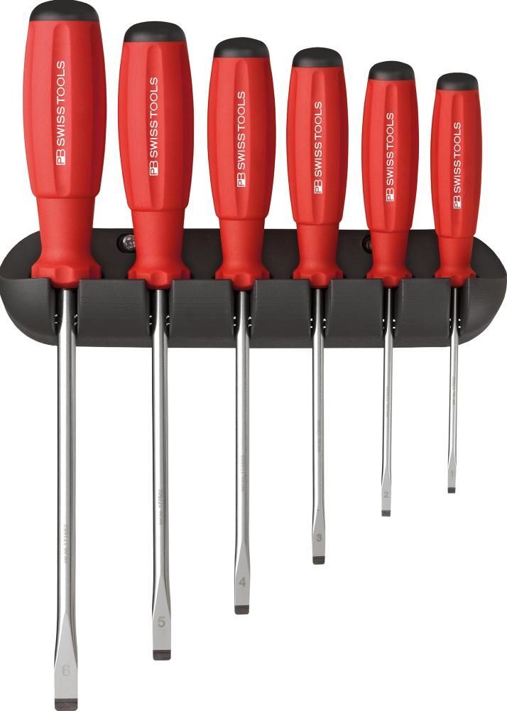 PB Swiss Tools Schraubendreher Satz 6 teilig Schlitz im Wandhalter Produktbild PB Swiss Tools Schraubendreher Satz 6 teilig Schlitz im Wandhalter