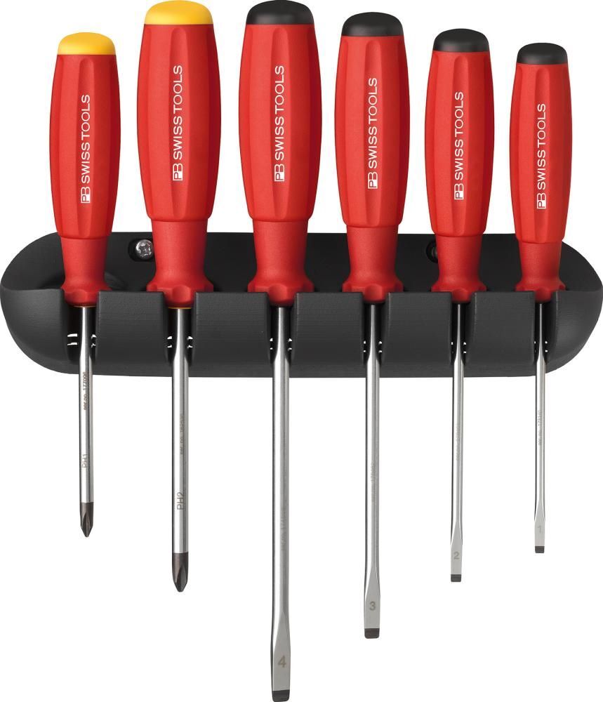 PB Swiss Tools Schraubendreher Satz 6 teilig Schlitz PH im Wandhalter Produktbild PB Swiss Tools Schraubendreher Satz 6 teilig Schlitz PH im Wandhalter