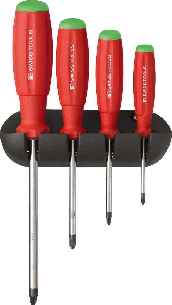 PB Swiss Tools Schraubendreher Satz Kreuzschlitz 4 teilig PZ im Wandhalter Produktbild PB Swiss Tools Schraubendreher Satz Kreuzschlitz 4 teilig PZ im Wandhalter