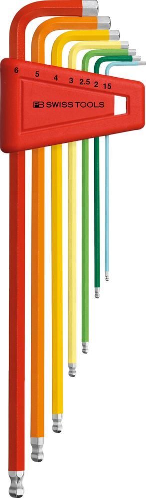 PB Swiss Tools Winkelschraubendreher-Satz für 6-kant Kugelkopf mit Farbcodierung lang 7-teilig Produktbild PB Swiss Tools Winkelschraubendreher-Satz für 6-kant Kugelkopf mit Farbcodierung lang 7-teilig