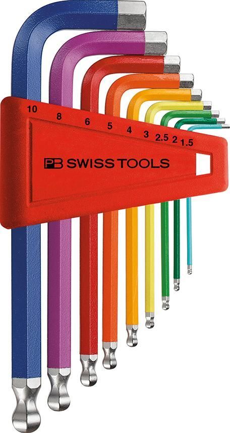 PB Swiss Tools Winkelschraubendreher-Satz für 6-kant mit Kugelkopf mit Farbcodierung 9-teilig Produktbild PB Swiss Tools Winkelschraubendreher-Satz für 6-kant mit Kugelkopf mit Farbcodierung 9-teilig