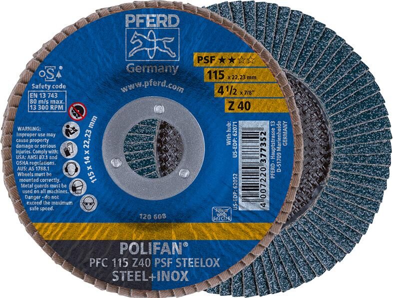 Pferd Fächerschleifscheibe Z 40PSF gerade 115 mm K40 Produktbild Pferd Fächerschleifscheibe Z 40PSF gerade 115 mm K40