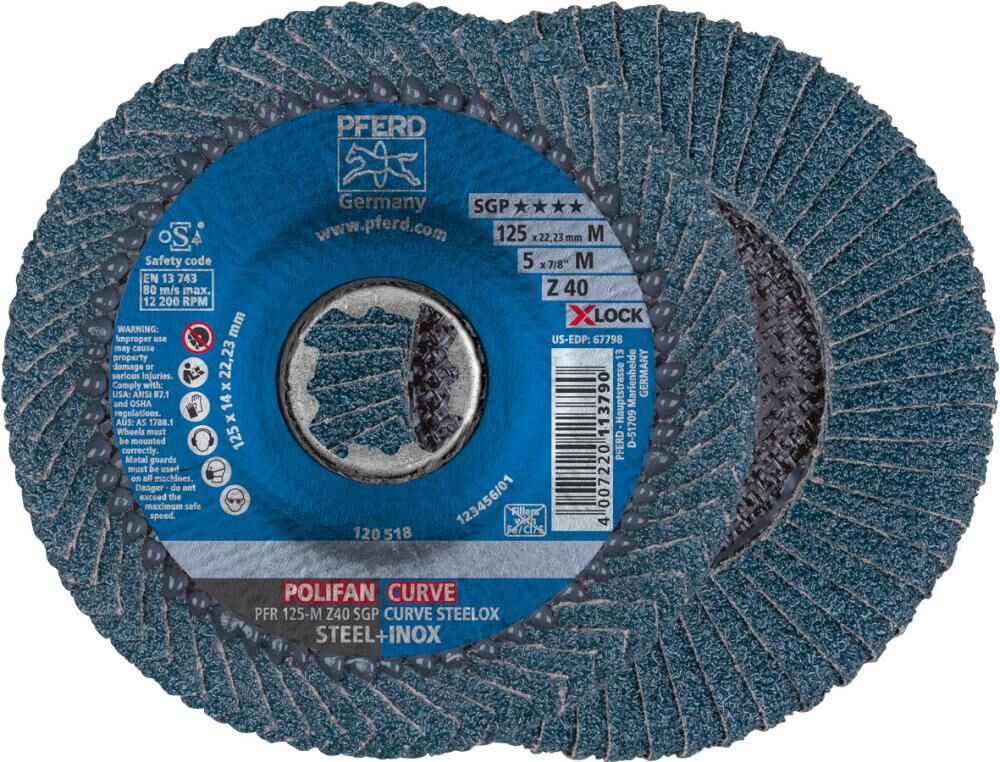 Pferd Fächerschleifscheibe X-Lock SGP-Curve 125 mm mittel K40 Produktbild Pferd Fächerschleifscheibe X-Lock SGP-Curve 125 mm mittel K40