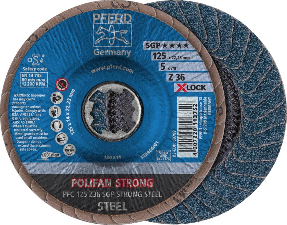 Pferd Fächerschleifscheibe X-Lock Steel K36SGPS 125 mm Produktbild Pferd Fächerschleifscheibe X-Lock Steel K36SGPS 125 mm