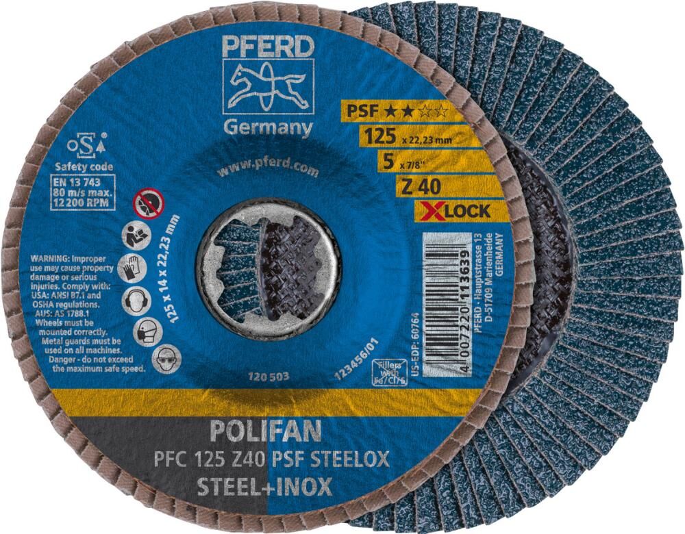 Pferd Fächerschleifscheibe X-Lock Steelox K80PSF 115 mm Pferd Fächerschleifscheibe X-Lock Steelox K80PSF 115 mm