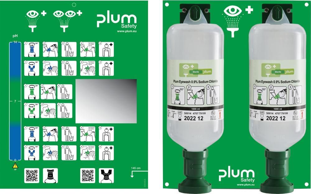 plum Augenspülstation Maxi mit 2 Flaschen Natriumchloridlösung 1000 ml Produktbild plum Augenspülstation Maxi mit 2 Flaschen Natriumchloridlösung 1000 ml