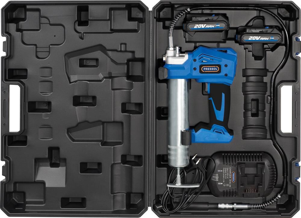 Pressol Akku Fettpresse 20V 2Ah für Kartuschen 400g 500ccm Produktbild Pressol Akku Fettpresse 20V 2Ah für Kartuschen 400g 500ccm bild 2