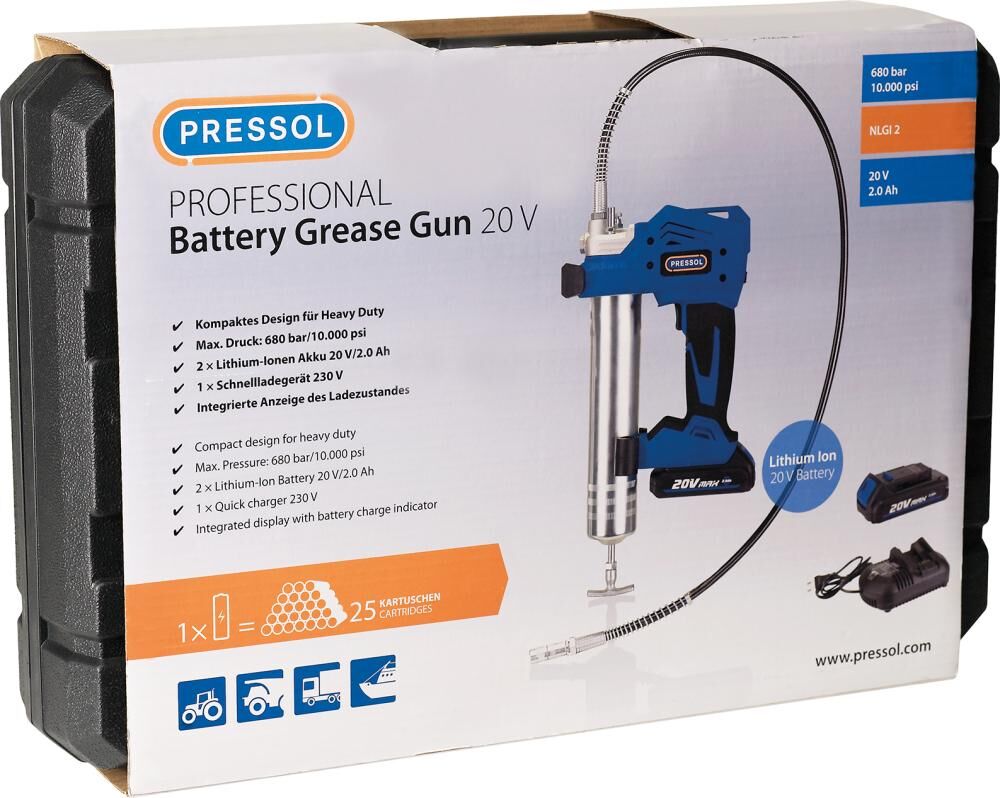 Pressol Akku Fettpresse 20V 2Ah für Kartuschen 400g 500ccm Produktbild Pressol Akku Fettpresse 20V 2Ah für Kartuschen 400g 500ccm bild 3