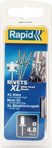 Rapid Blindniete Flachrundkopf 4,8 x 16 mm Pack mit 40 Stück Produktbild Rapid Blindniete Flachrundkopf 4,8 x 16 mm Pack mit 40 Stück