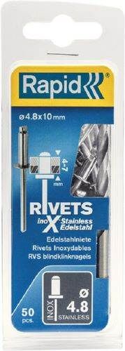 Rapid Blindniete rostfrei 4,8 x 10 mm Edelstahl Pack mit 50 Stück Produktbild Rapid Blindniete rostfrei 4,8 x 10 mm Edelstahl Pack mit 50 Stück