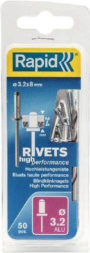 Rapid Blindniete Universal 3,2 x 8 mm Pack mit 50 Stück Produktbild Rapid Blindniete Universal 3,2 x 8 mm Pack mit 50 Stück