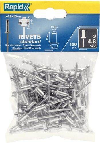 Rapid Blindnieten Standard 4,8 x 10 mm Pack mit 100 Stück Produktbild Rapid Blindnieten Standard 4,8 x 10 mm Pack mit 100 Stück
