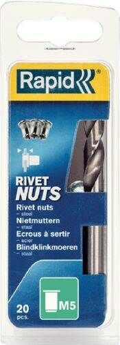 Rapid Blindnietmuttern Stahl M5 Pack mit 20 Stück Produktbild Rapid Blindnietmuttern Stahl M5 Pack mit 20 Stück