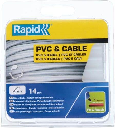 Rapid Klebestick für PVC-Kabel 12 x 94 mm transparent Pack mit 14 Stück Produktbild Rapid Klebestick für PVC-Kabel 12 x 94 mm transparent Pack mit 14 Stück