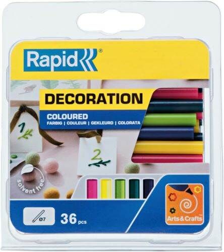Rapid Klebesticks universal 7 x 90 mm Trendfarben Pack mit 36 Stück Produktbild Rapid Klebesticks universal 7 x 90 mm Trendfarben Pack mit 36 Stück