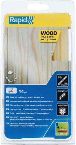 Rapid Klebesticks Holz 12 x 190 mm Pack mit 14 Stück Produktbild Rapid Klebesticks Holz 12 x 190 mm Pack mit 14 Stück