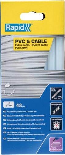 Rapid Klebesticks für PVC Kabel 12 x 190 mm Pack mit 48 Stück Produktbild Rapid Klebesticks für PVC Kabel 12 x 190 mm Pack mit 48 Stück