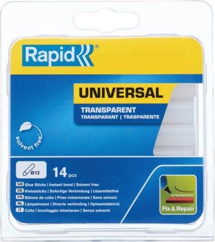 Rapid Klebesticks universal transparent 12 x 94 mm Pack mit 14 Stück Rapid Klebesticks universal transparent 12 x 94 mm Pack mit 14 Stück
