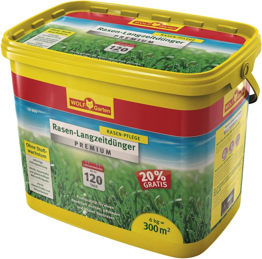 Wolf Garten Rasen Lanzeitdünger 6kg LE 300 Premium Produktbild Wolf Garten Rasen Lanzeitdünger 6kg LE 300 Premium