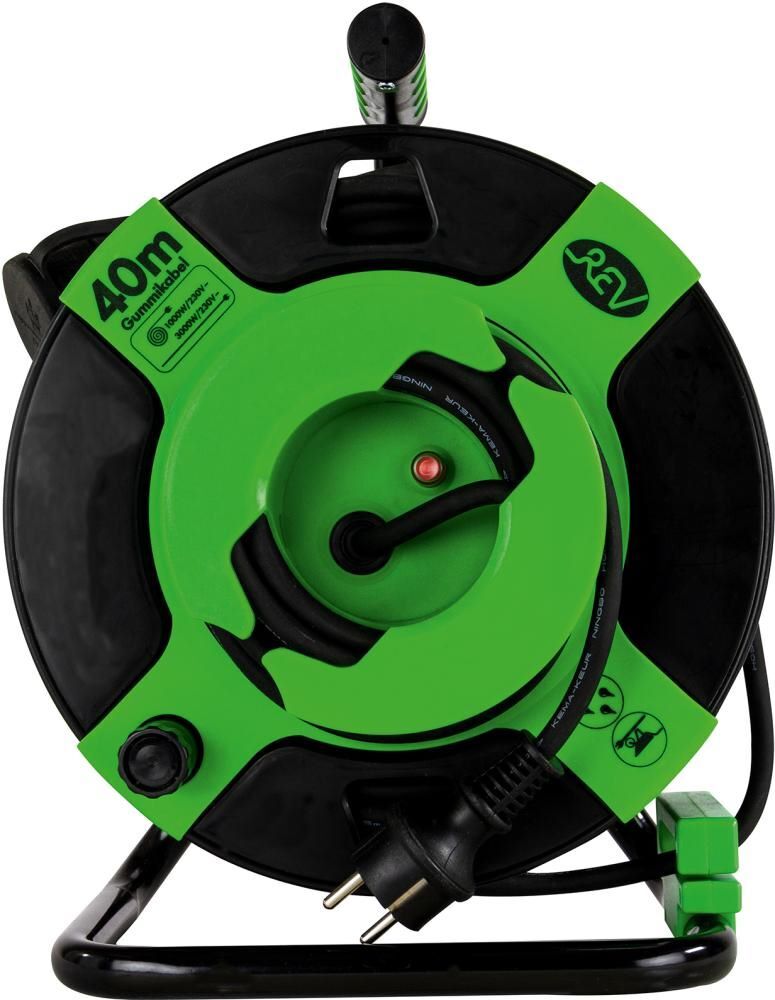 REV Gerätetrommel 40 meter IP 44 H05RR-F3G schwarz-grün Produktbild REV Gerätetrommel 40 meter IP 44 H05RR-F3G schwarz-grün