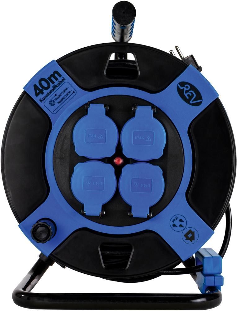 REV Kabeltrommel 40 meter 4-fach IP 44 H05VV-F 3G1,5 Produktbild REV Kabeltrommel 40 meter 4-fach IP 44 H05VV-F 3G1,5