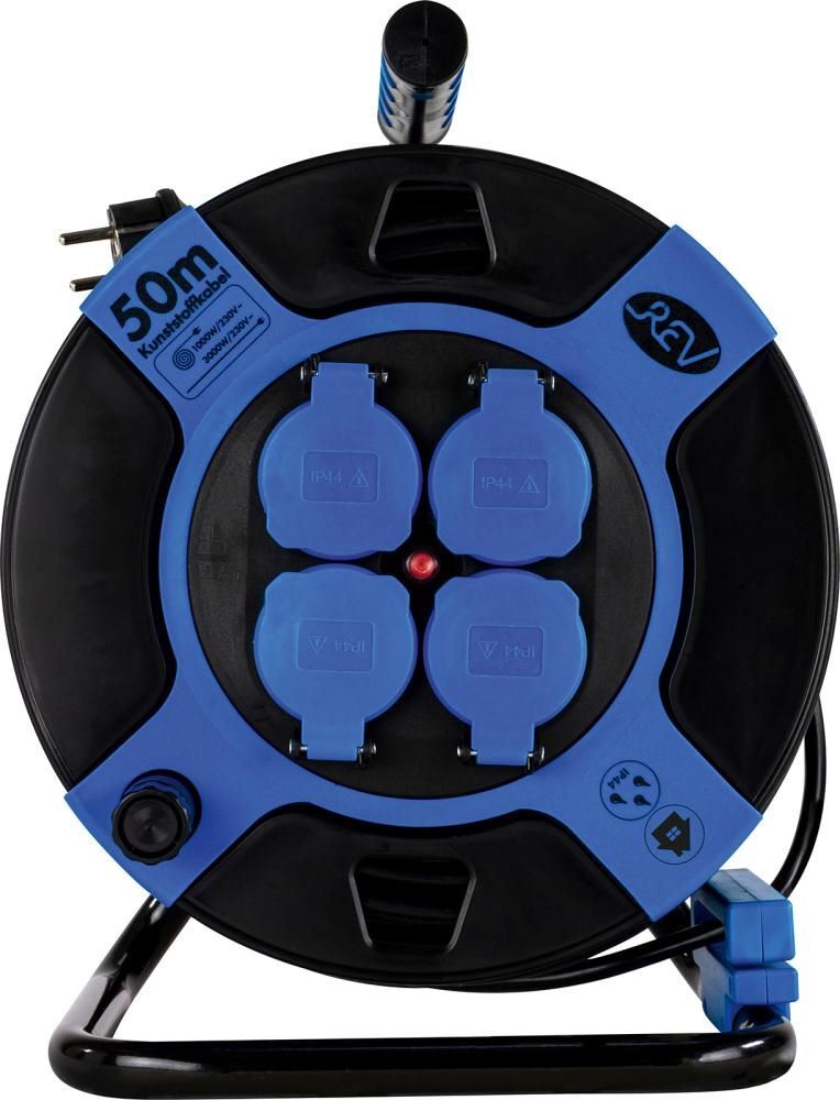 REV Kabeltrommel 50 meter 4-fach IP 44 H05VV-F 3G1,5 Produktbild REV Kabeltrommel 50 meter 4-fach IP 44 H05VV-F 3G1,5