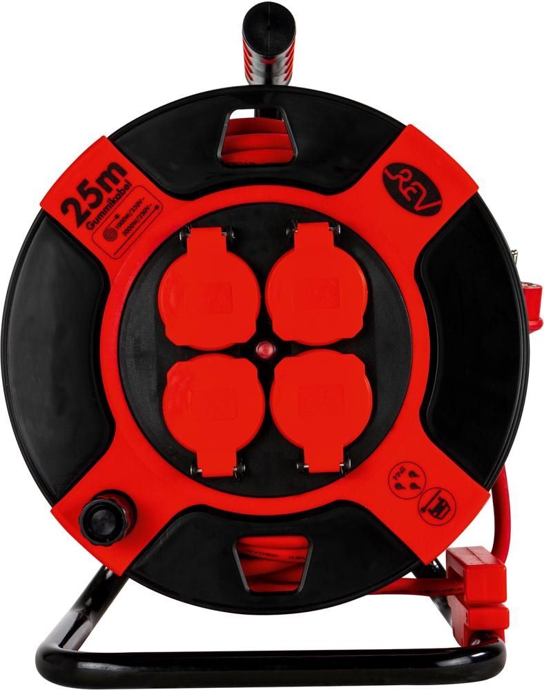 REV Kabeltrommel 25 meter 4-fach IP 44 H07RN-F 3G1,5