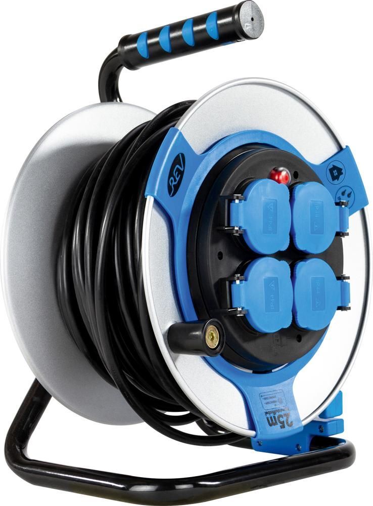 REV Kabeltrommel 25 meter Stahl IP44 4-fach H05VV-F 3G1,5 Produktbild REV Kabeltrommel 25 meter Stahl IP44 4-fach H05VV-F 3G1,5 bild 2