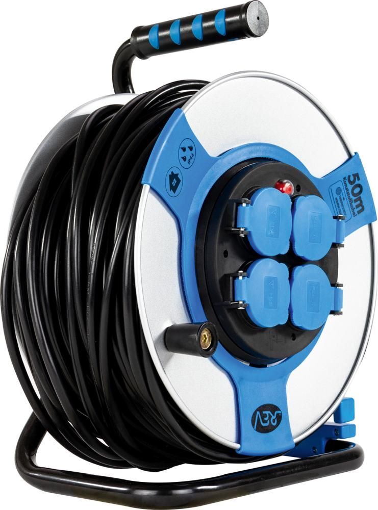 REV Kabeltrommel 50 meter Stahl IP44 4-fach H05VV-F 3G1,5 Produktbild REV Kabeltrommel 50 meter Stahl IP44 4-fach H05VV-F 3G1,5 bild 2