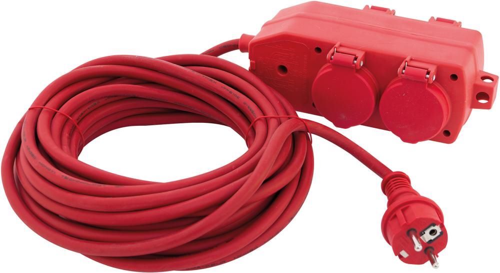 REV Schutzkontakt Verlängerung 10 meter 4-fach rot Produktbild REV Schutzkontakt Verlängerung 10 meter 4-fach rot
