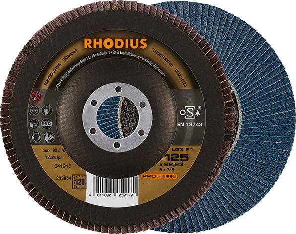 RHODIUS Lamellenschleifscheibe LGZ F1 125 mm K120 Produktbild RHODIUS Lamellenschleifscheibe LGZ F1 125 mm K120