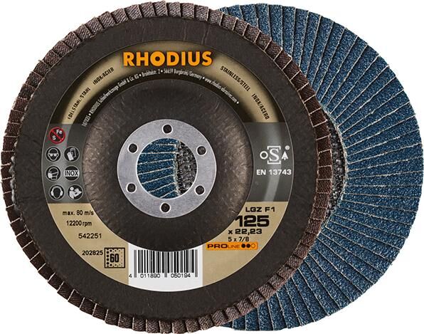 RHODIUS Lamellenschleifscheibe LGZ F1 125 mm K60 Produktbild RHODIUS Lamellenschleifscheibe LGZ F1 125 mm K60