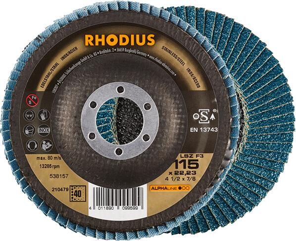 RHODIUS Lamellenschleifscheibe LSZ F3 115 mm K40 RHODIUS Lamellenschleifscheibe LSZ F3 115 mm K40