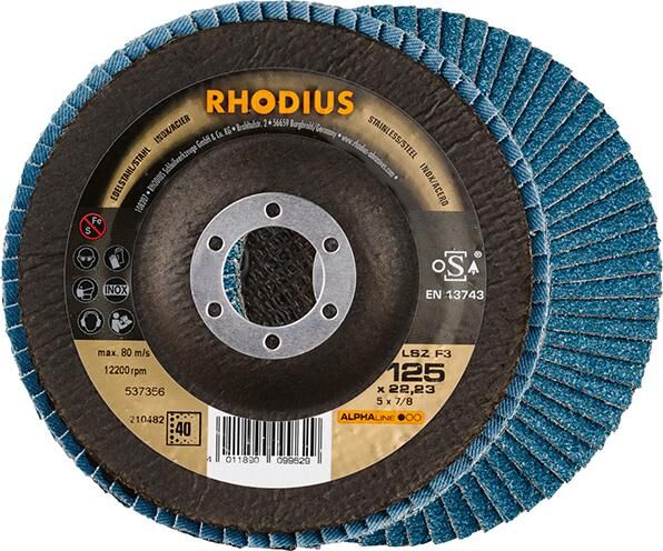 RHODIUS Lamellenschleifscheibe LSZ F3 125 mm K40 RHODIUS Lamellenschleifscheibe LSZ F3 125 mm K40