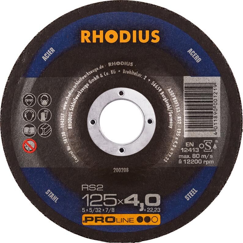 RHODIUS Schruppscheibe RS2 125 x 4,0 mm Stahl Produktbild RHODIUS Schruppscheibe RS2 125 x 4,0 mm Stahl