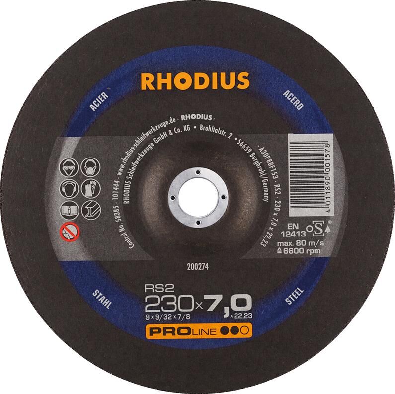 RHODIUS Schruppscheibe RS2 230 x 7,0 mm Stahl Produktbild RHODIUS Schruppscheibe RS2 230 x 7,0 mm Stahl
