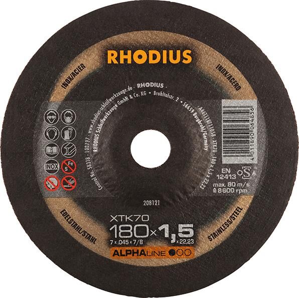 RHODIUS Trennscheibe Edelstahl XTK70 180 x 1,5 mm gekröpft Produktbild RHODIUS Trennscheibe Edelstahl XTK70 180 x 1,5 mm gekröpft