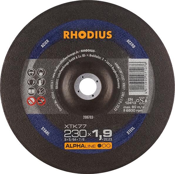 RHODIUS Trennscheibe Stahl XTK77 230 x 1,9 mm gekröpft Produktbild RHODIUS Trennscheibe Stahl XTK77 230 x 1,9 mm gekröpft