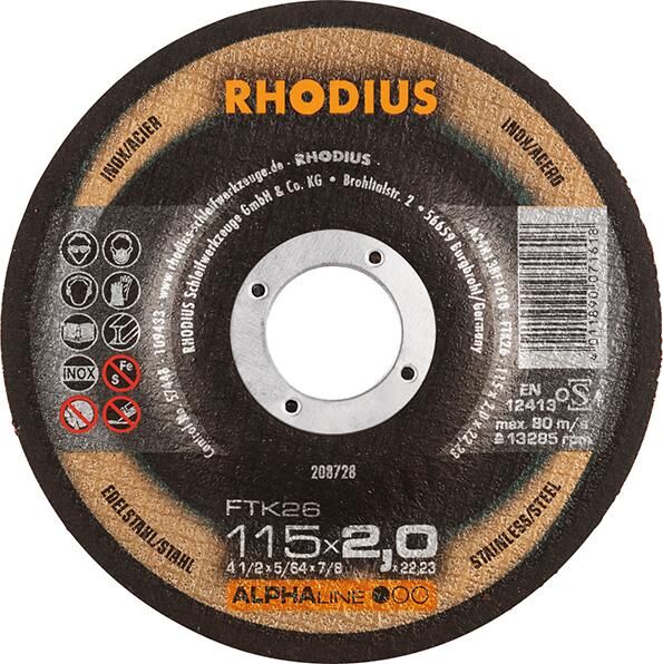 RHODIUS Trennscheibe Edelstahl FTK26 115 x 2,0 mm gekröpft Produktbild RHODIUS Trennscheibe Edelstahl FTK26 115 x 2,0 mm gekröpft