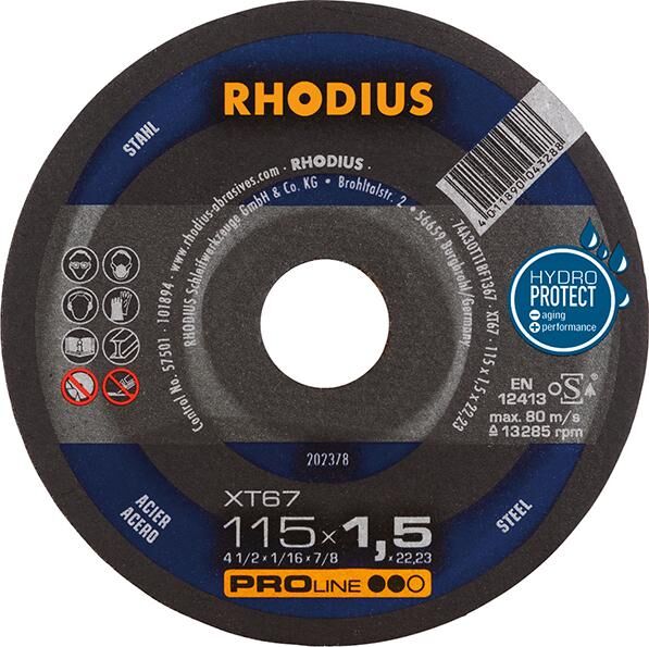 RHODIUS Trennscheibe Stahl XT67 115 x 1,5 mm gerade Produktbild RHODIUS Trennscheibe Stahl XT67 115 x 1,5 mm gerade