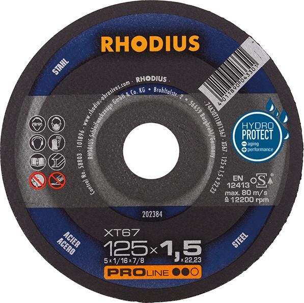 Produktbild RHODIUS Trennscheibe Stahl XT67 125 x 1,5 mm gerade