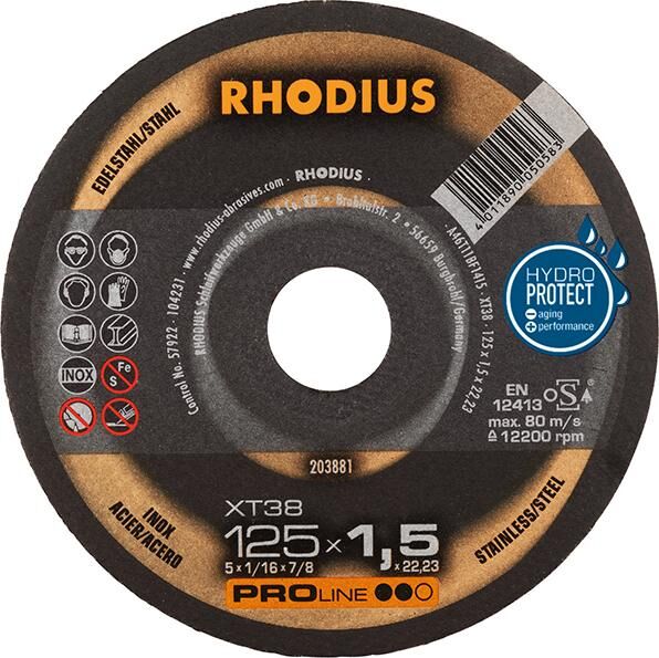 RHODIUS Trennscheibe Edelstahl XT38 125 x 1,5 mm gerade Produktbild RHODIUS Trennscheibe Edelstahl XT38 125 x 1,5 mm gerade