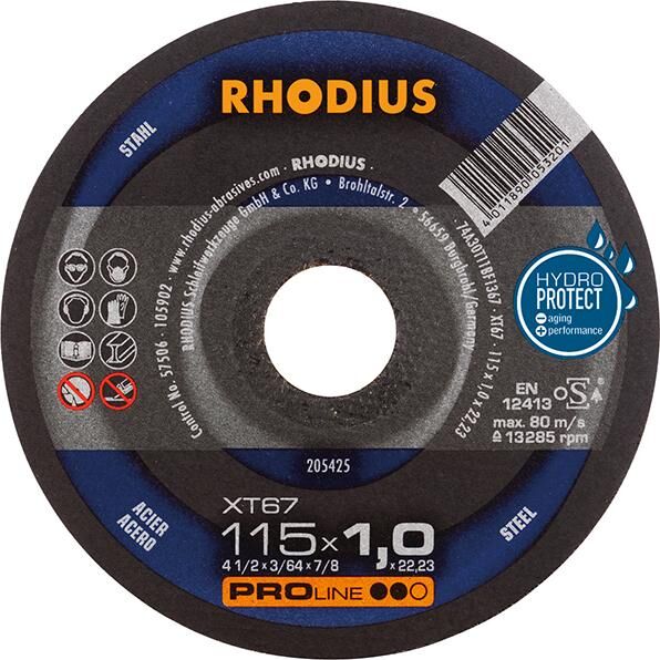 RHODIUS Trennscheibe Stahl XT67 115 x 1,0 mm gerade Produktbild RHODIUS Trennscheibe Stahl XT67 115 x 1,0 mm gerade