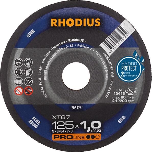 RHODIUS Trennscheibe Stahl XT67 125 x 1,0 mm gerade Produktbild RHODIUS Trennscheibe Stahl XT67 125 x 1,0 mm gerade